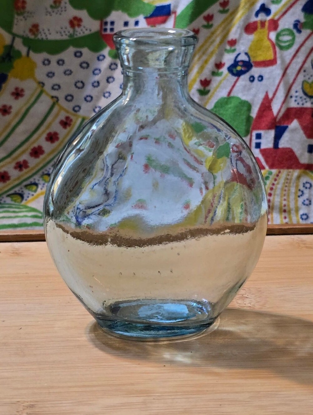 Vintage | Clear Blue-Tint Round Glass Bud Vase